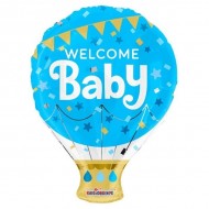 Welcome Baby Blue Hot Air Balloon 